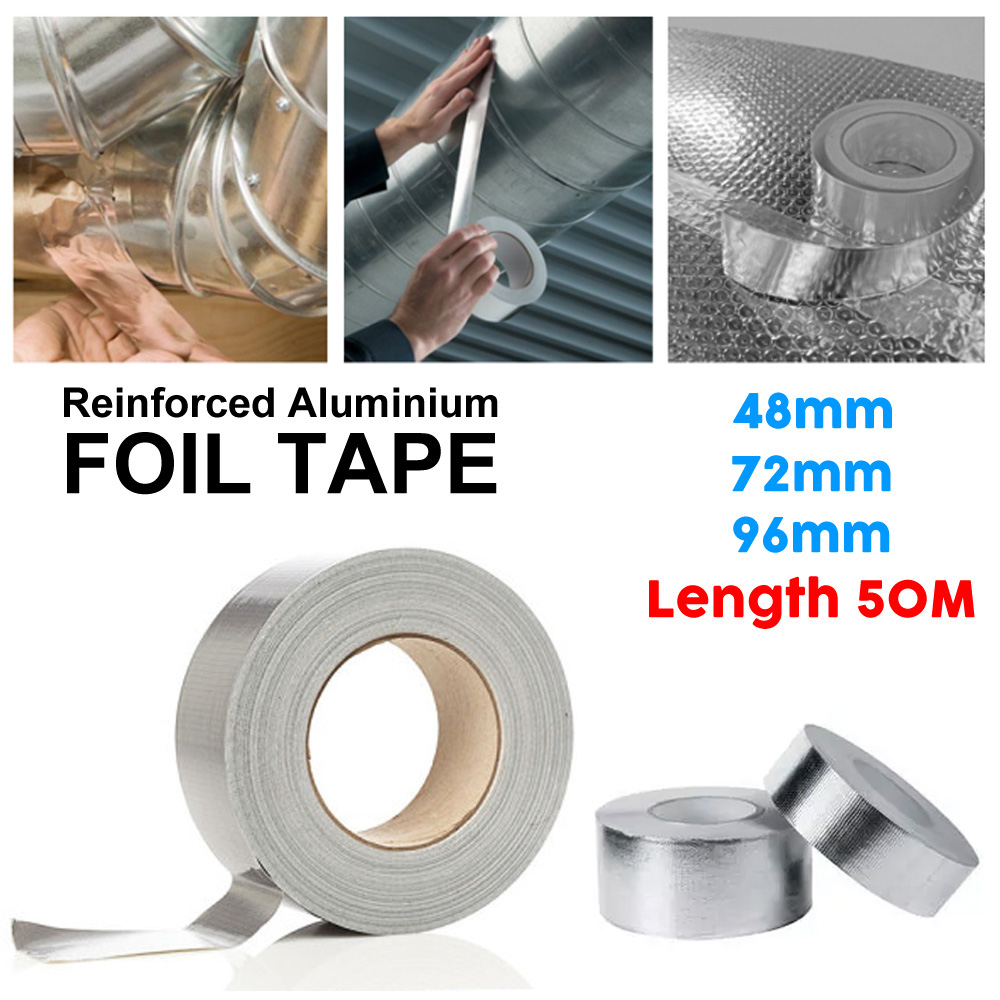 Reinforced Aluminium Foil Tape Insulation Heating Duct Silver 48 72 96mm X 50m Ebay