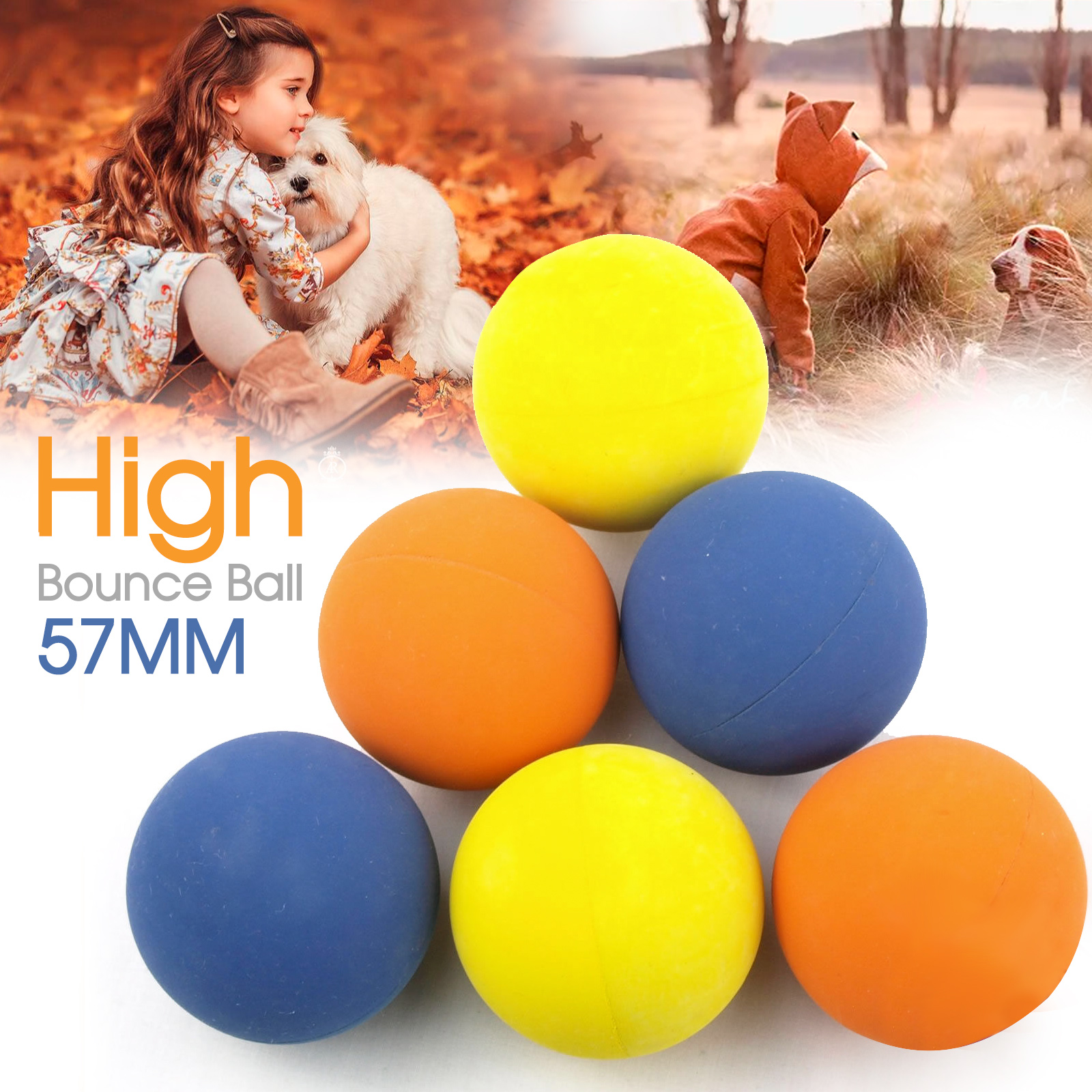 New 6pk High Bounce Rubber Balls Hollow Rubbe