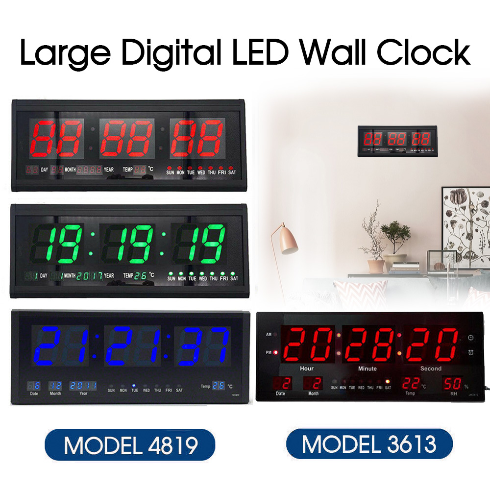 Digital Home Large Big Jumbo LED Wall Desk Clock With Calendar