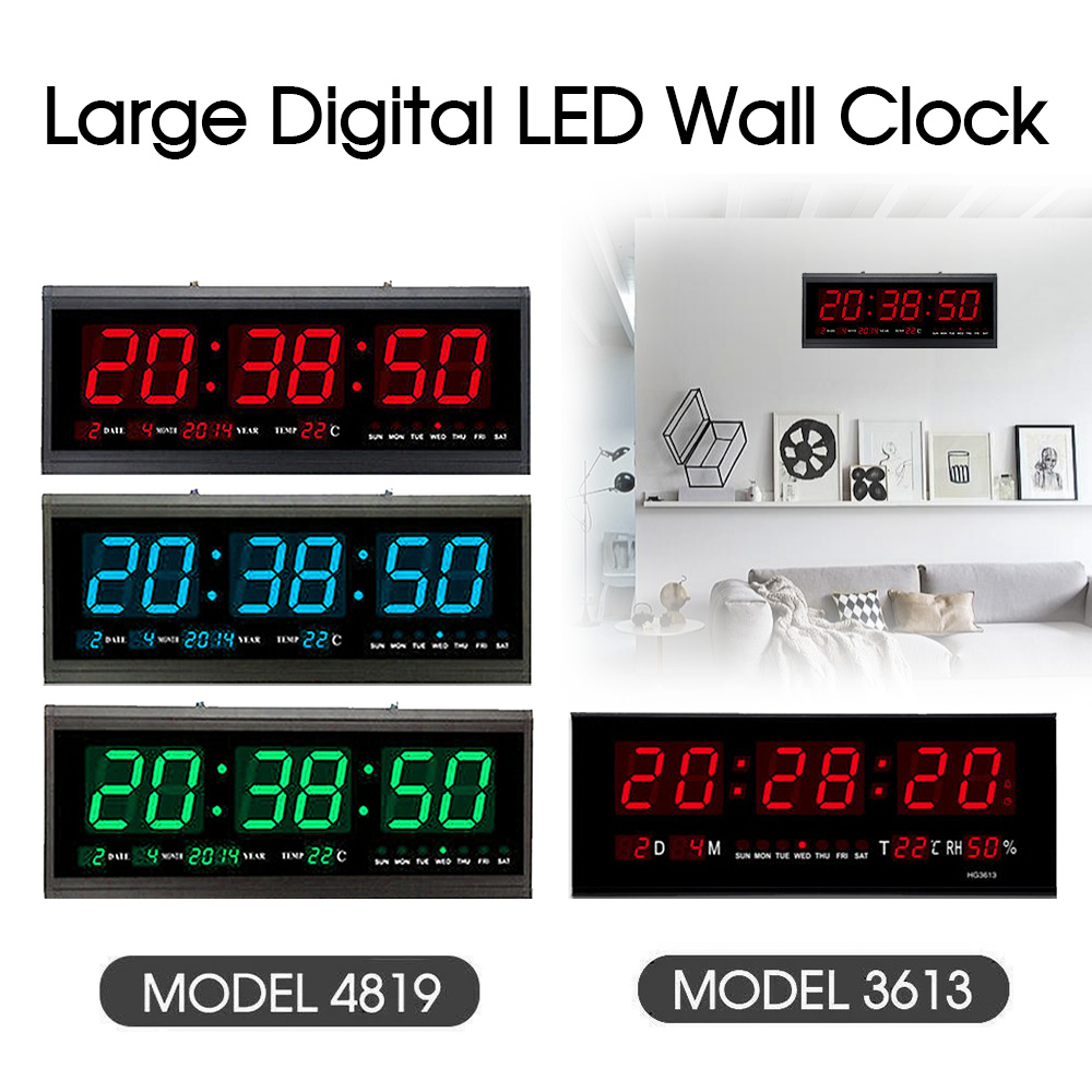 Digital Wall Desk CLOCK Home Large Big Jumbo LED Calendar Temperature