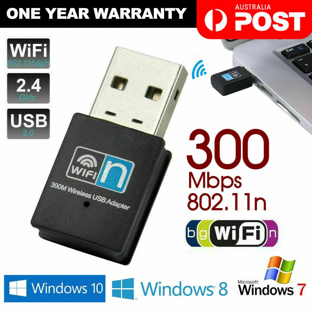 USB Wireless N WiFi Adapter Dongle Network LAN Card 802.11n 300Mbps ...