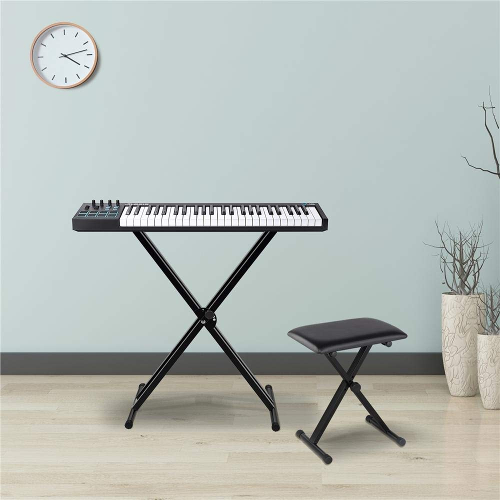 Adjustable Portable Keyboard Stand Piano Stool Seat Folding Bench Chair