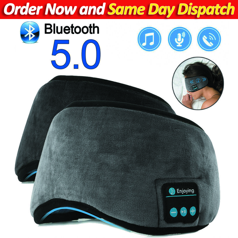 Wireless Bluetooth 5.0 Stereo Eye Mask Headphones Earphone Sleep Music ...