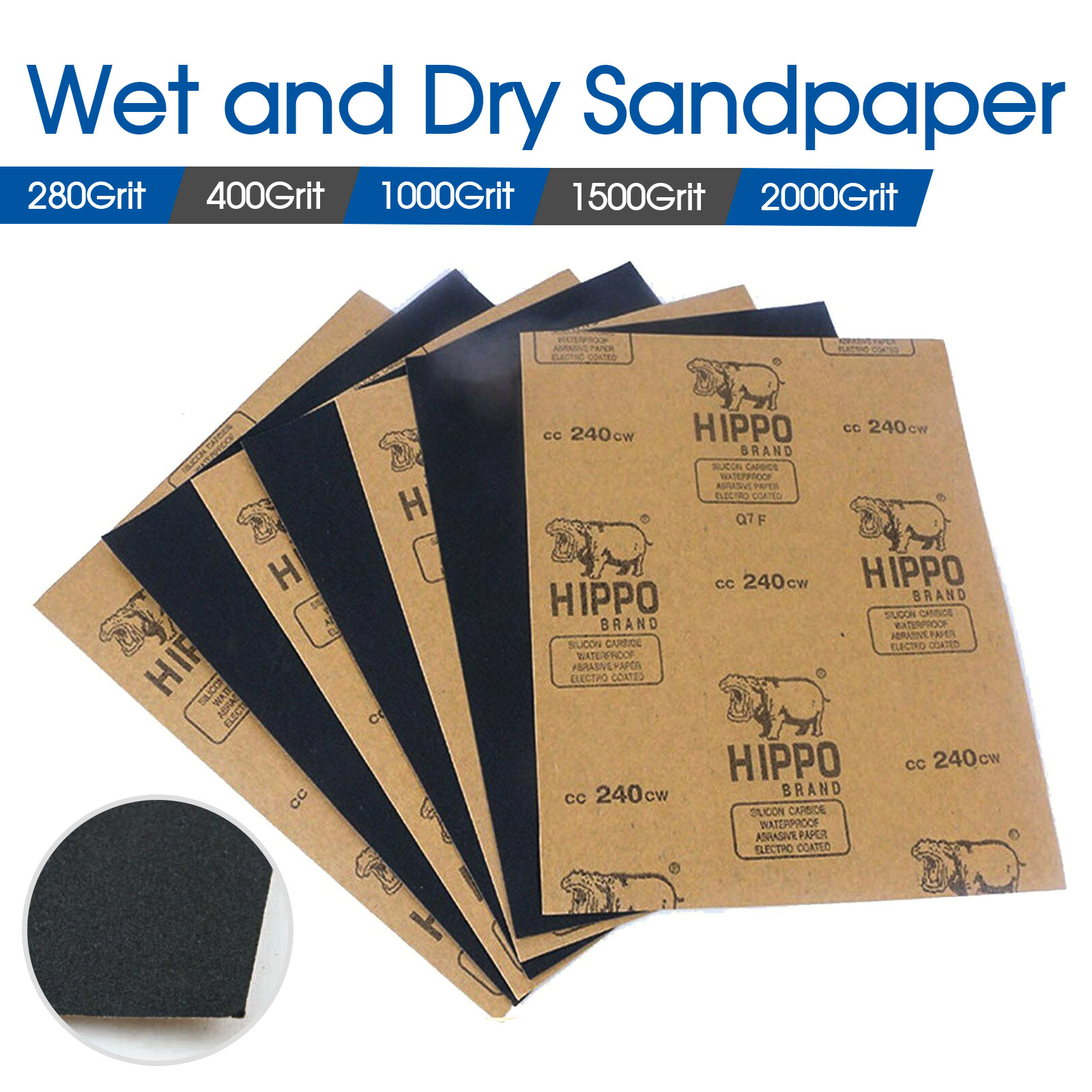 280 400 1000 1500 2000 Grit Wet Dry Paper Sandpaper Sanding Paper Mixed