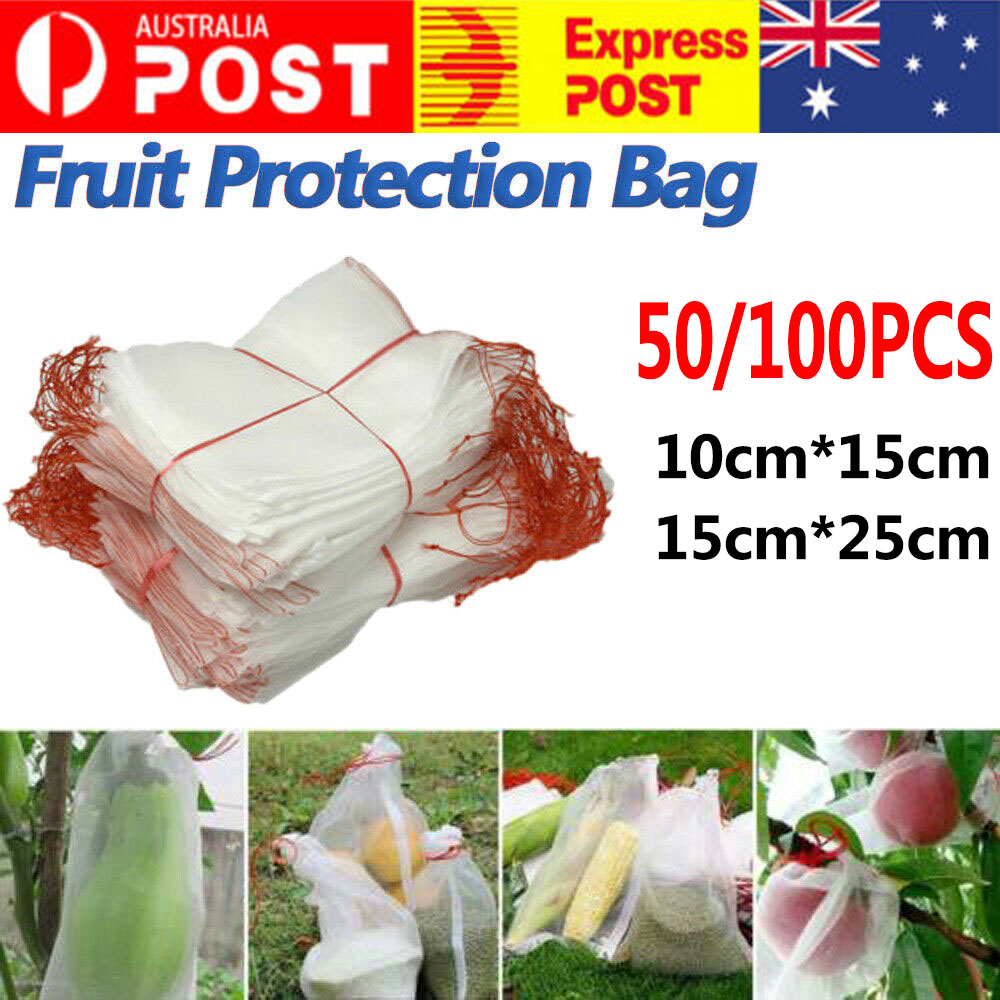 50/100 Fruit Net Bags Agriculture Garden Vegetable Protection Mesh ...