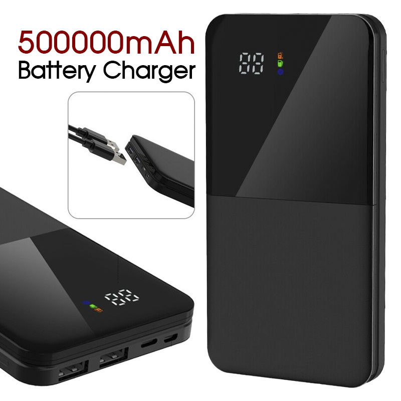 500000mAh Portable Power Bank Charger With LCD 2USB External Battery ...