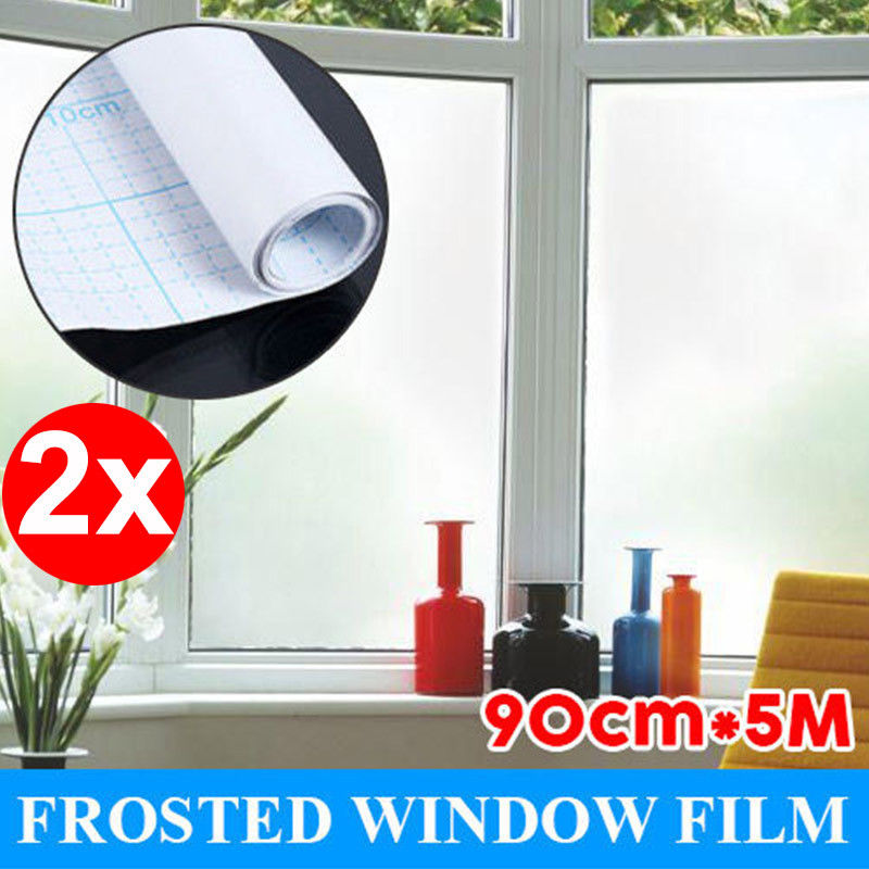 2X 90cm*5m Sand Blast Clear Privacy Frosted Removable Window Glass Film