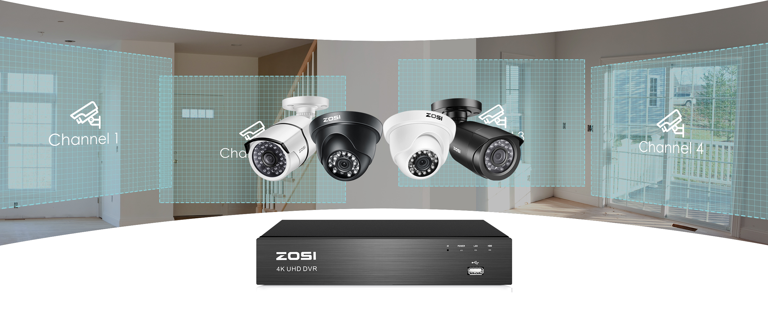 ZOSI 4K Ultra HD 8MP CCTV Security Camera System H.265+ 8CH DVR Home
