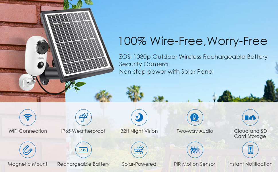ZOSI Wireless Security IP Camera 1080P Outdoor Battery Powered with