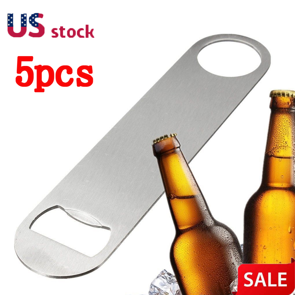 5x Durable Stainless Steel Large Flat Speed Bottle Cap Opener Remover