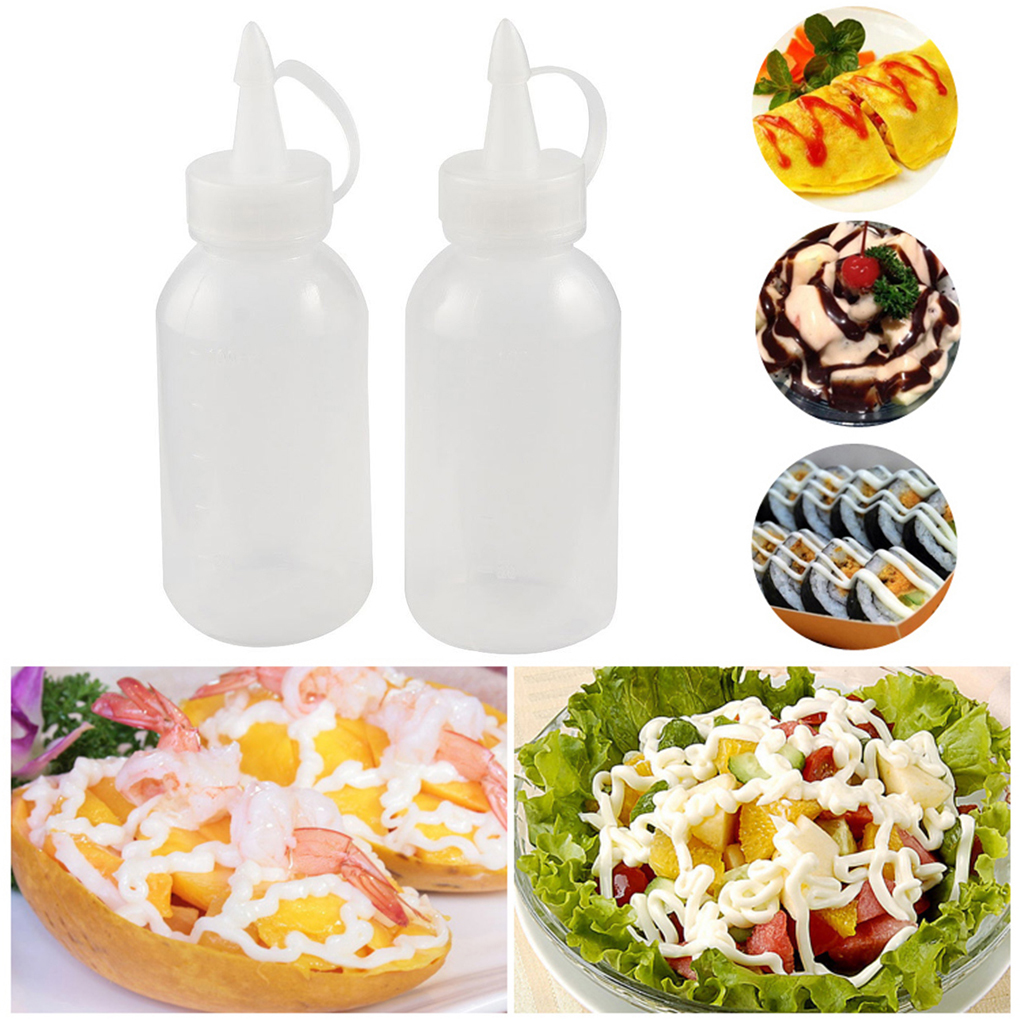 2x Plastic Clear Squeeze Squeezy Sauce Bottle Dispenser Bottles kitchen