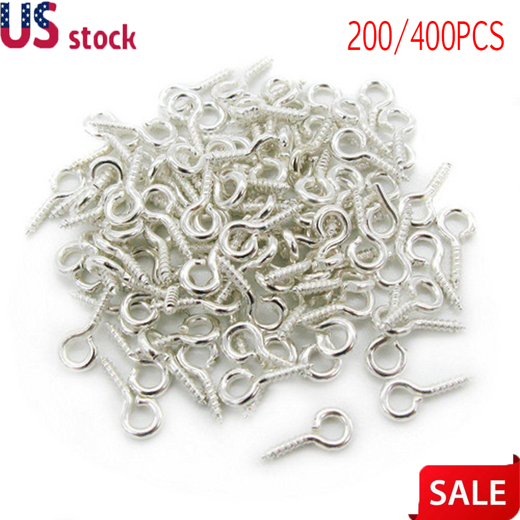 300X Small Tiny Mini Eye Pins Eyepins Hooks Eyelets Screw Threaded Peg 8//10mm
