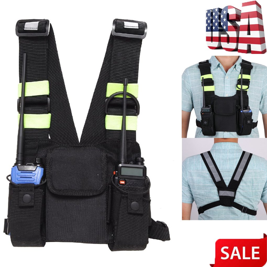 Two Way Radio Walkie Talkie Harness Chest Pack Pouch Bag Holster Vest