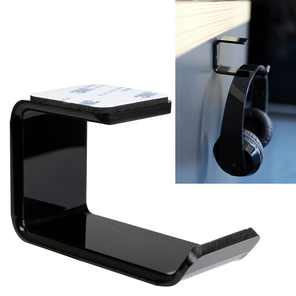 Details About 1x Headphone Hanger Stand Holder Acrylic Hook Under Desk Headset Mount