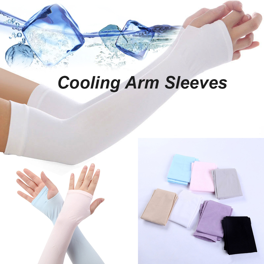 CA Unisex Outdoor Ice Arm Sleeves Sport Cooling Cover UV Sun Protection Sleeve
