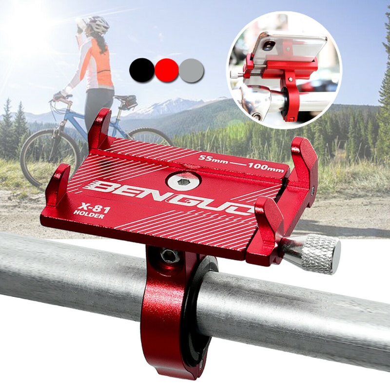 Aluminum Motorcycle Bike Bicycle Holder Mount Handlebar RED For Cell Phone GPS