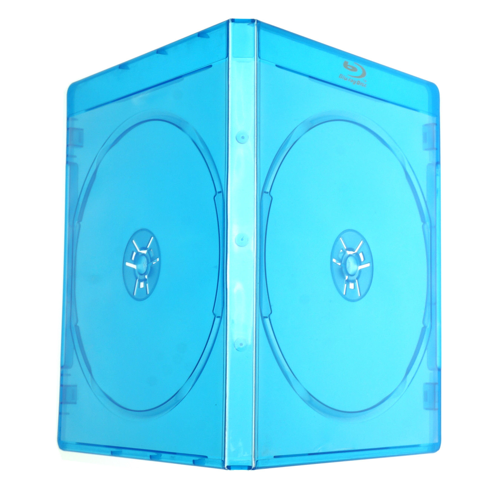 3pcs Blu Ray Logo 10mm Empty Blue Case Double CD DVD Disc Storage