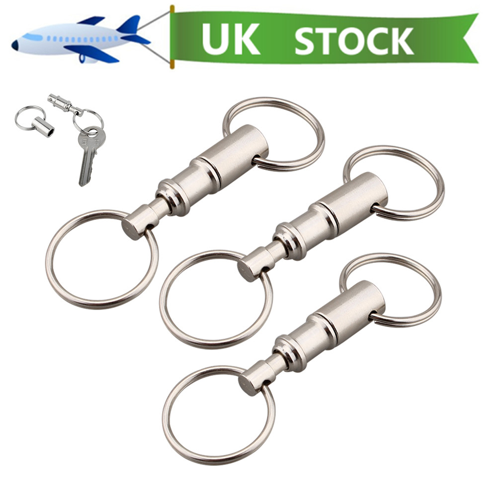 3 x Quick Release KeyRing Detachable Pull Apart Key Holder Chain Split ...