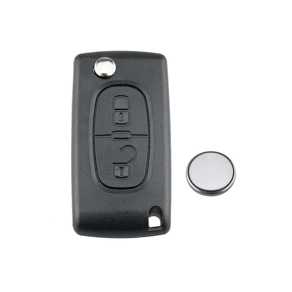 2 Button Remote Flip Key Fob Case + Battery For Citroen C2 C3 Picasso