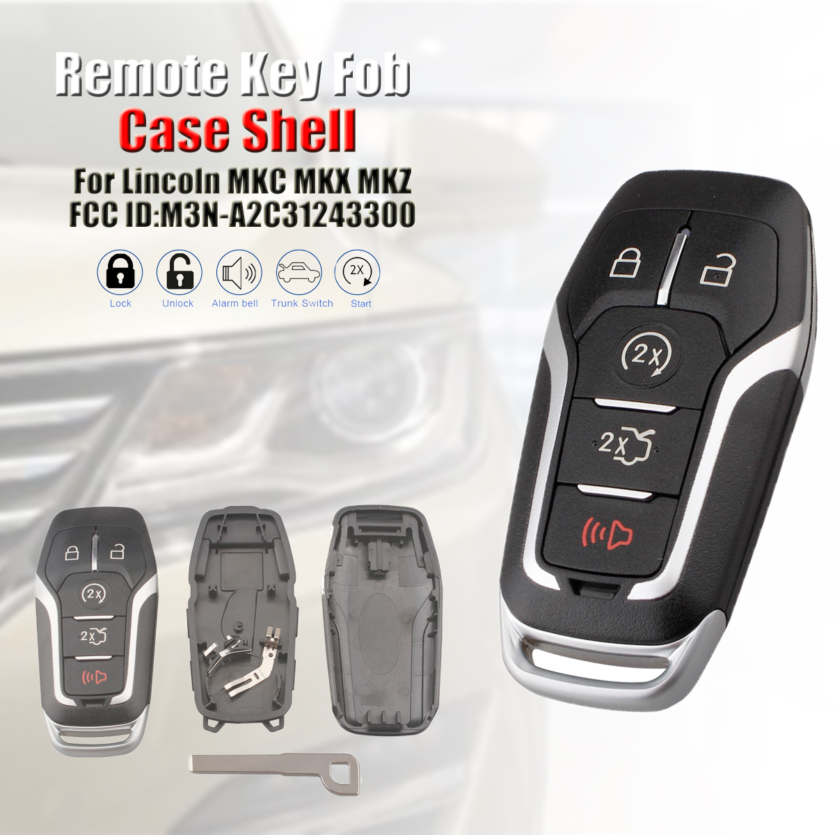 Replacement For 2011 2012 2013 2014 2015 Lincoln MKX Key Fob Shell Case 392...