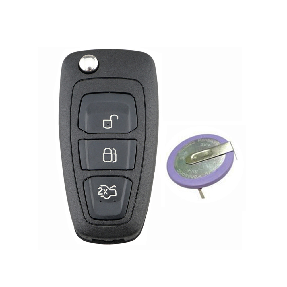 Flip Remote Key Fob Shell +Rechargeable VL2020 Battery For Ford Transit