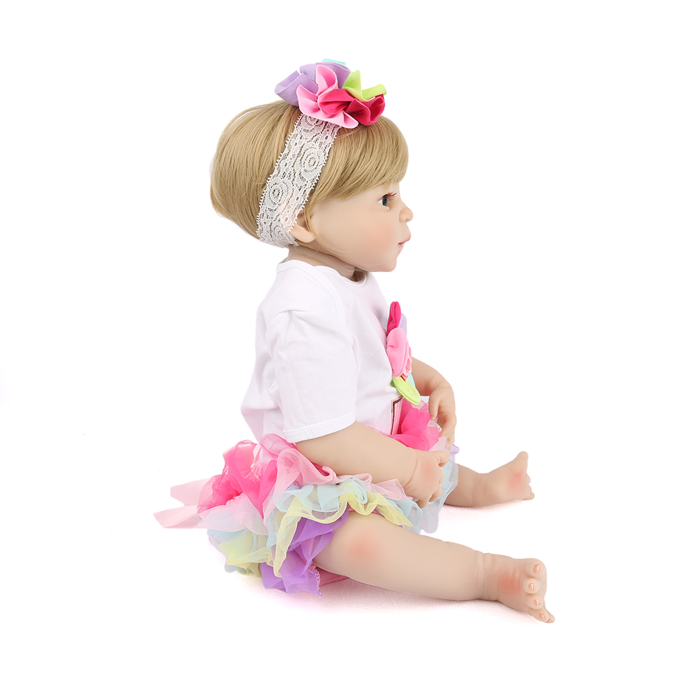 Blonde Wigs Reborn Baby Girl Dolls Washable 55CM 22'' Full Body Vinyl