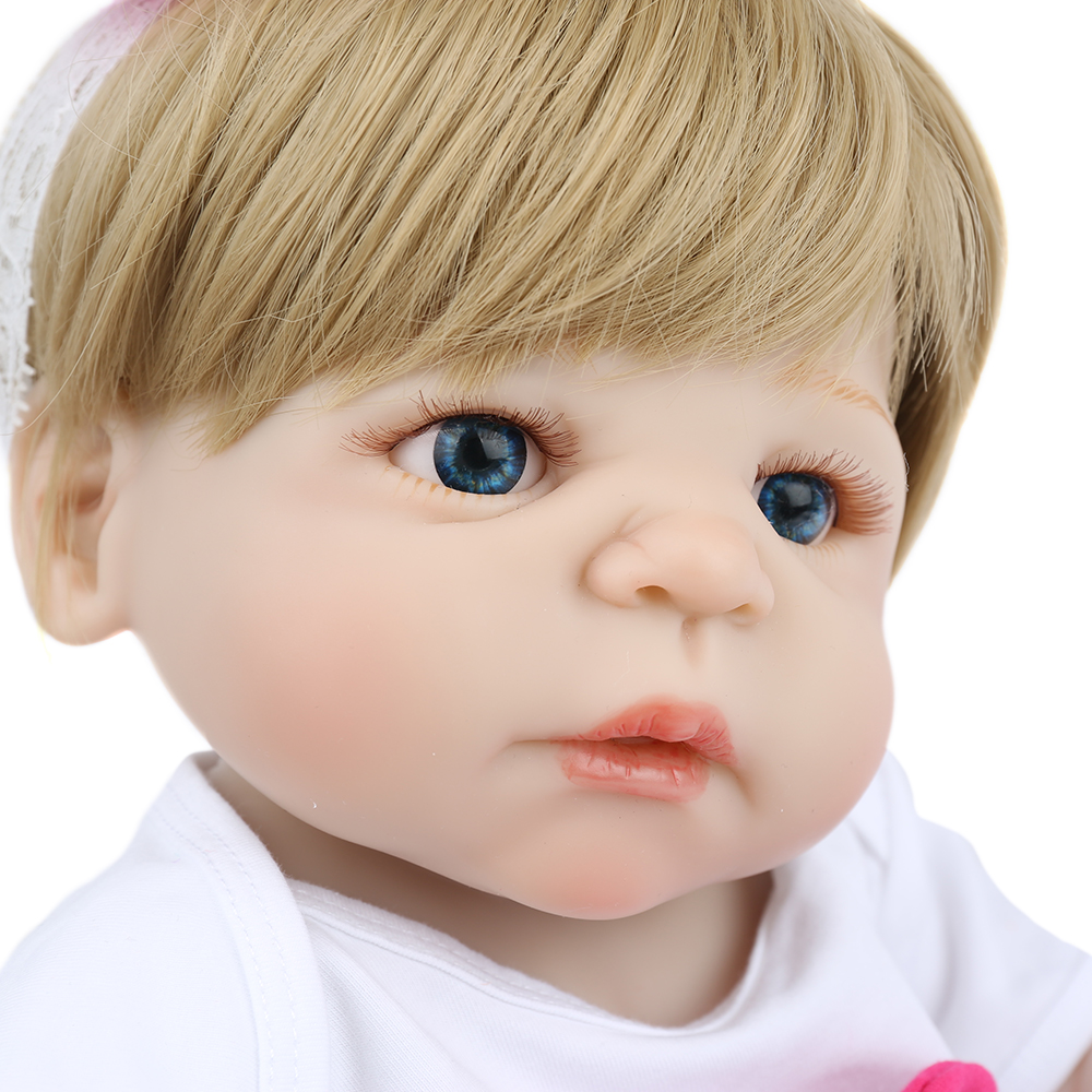 Blonde Wigs Reborn Baby Girl Dolls Washable 55CM 22'' Full Body Vinyl