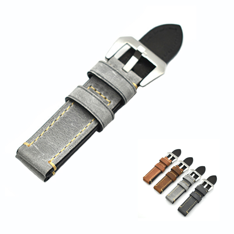 Watch Bands Top Layer Cowhide Genuine Leather Wristwatch Straps Parts Gray 18mm