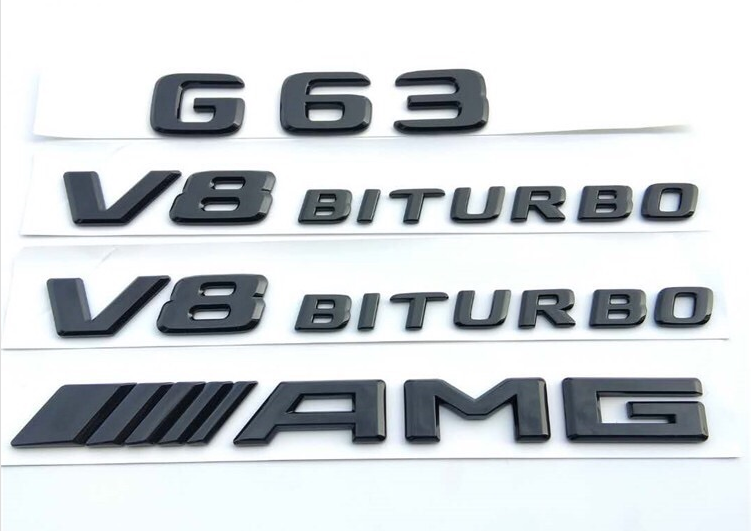 Gloss Black "G63 AMG V8 BITURBO" Number Emblem Sticker for Mercedes-Benz