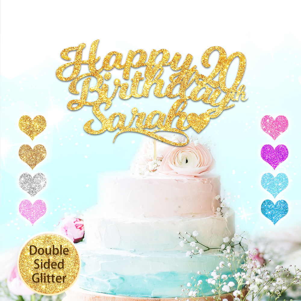 30 40 50 BIRTHDAY CARD Bow PERSONALISED Glitter Any name//Age Cake