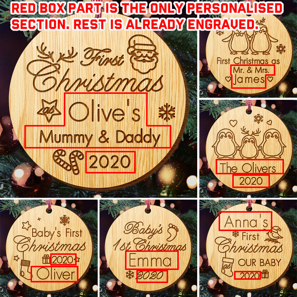 Acrylic Personalised 1st Baby First Christmas Tree Decoration Bauble Gifts