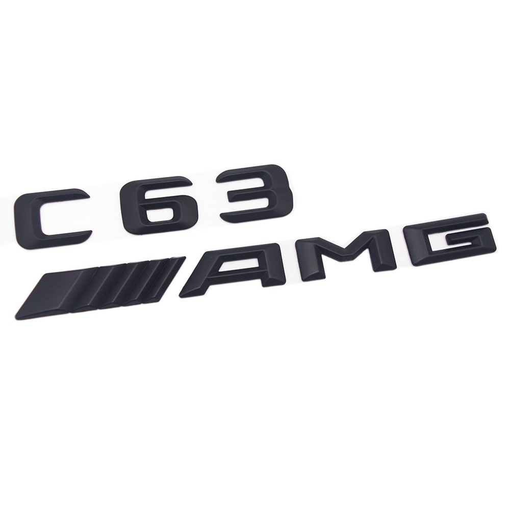 black S AMG Letters Trunk Emblem Badge Sticker for Mercedes Benz C63 W205 W212