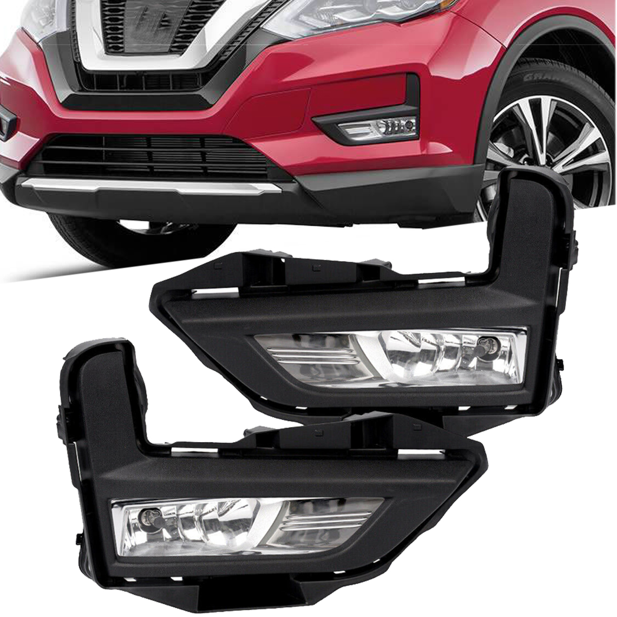 2017-2019 For Nissan Rogue Clear Lens Pair OE Fog Light Lamp+Wiring ...