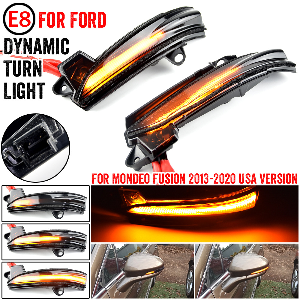 For 2013-2020 Ford Fusion LED Sequential Side Turn Signal Mirror