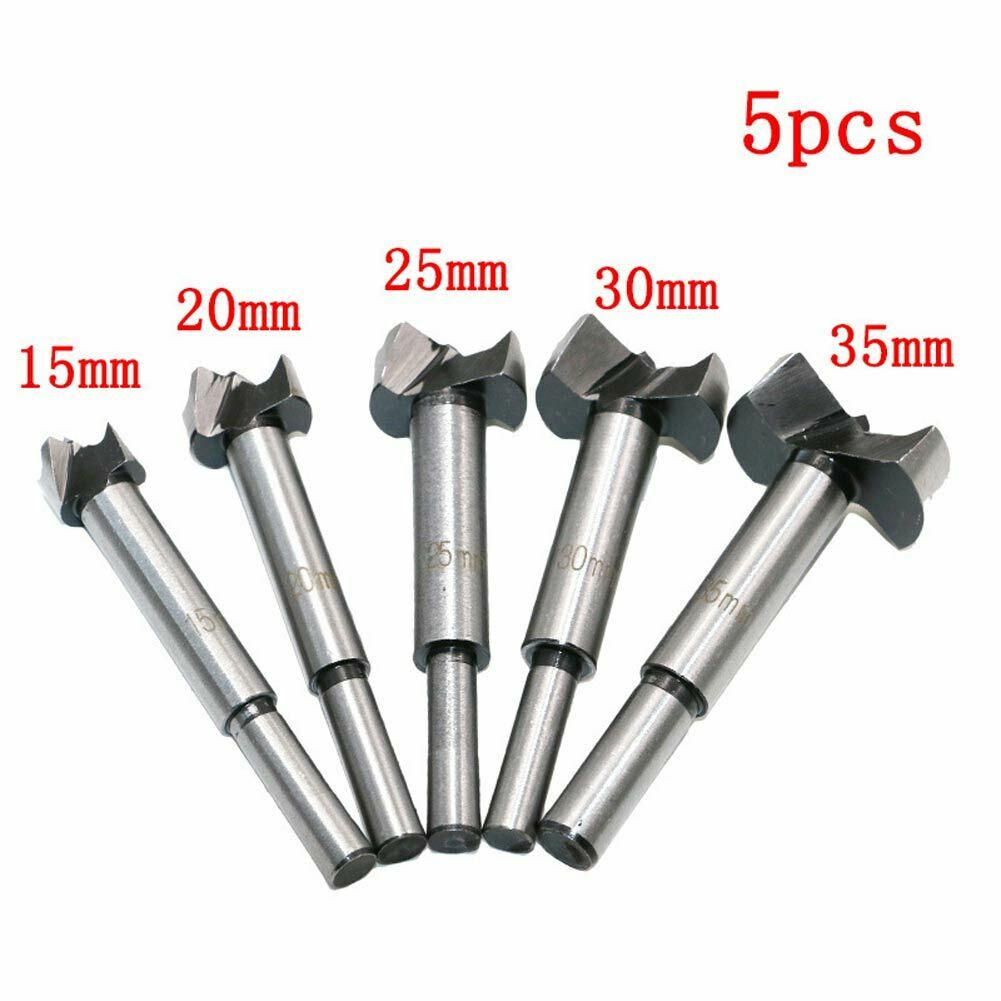 5 X Forstner Wood Drill Bit Set Hole Saw Cutter Wood Tools with Round Shank ON 
