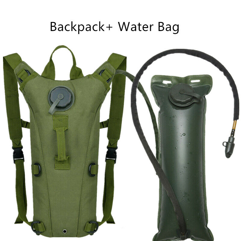 3L Water Bladder Drinking Bag Camel Hiking Backpack Hydration System Green 