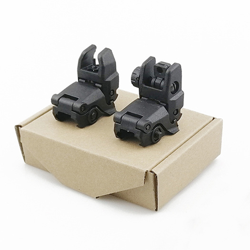 Flip Up Iron Sights Front Rear Set Nylon Fiber Tactical Folding for Picatinny