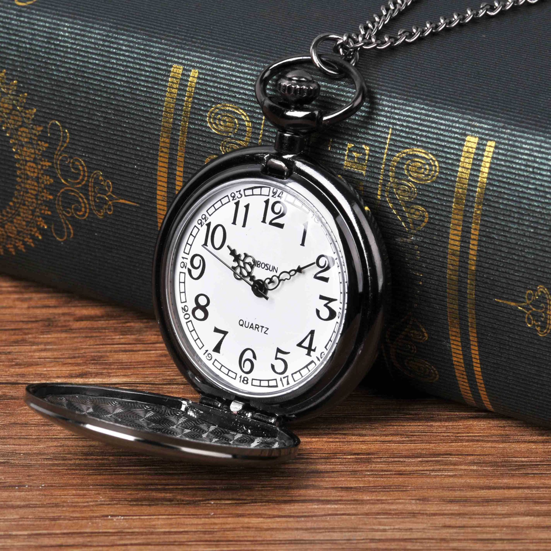 Mens Vintage Quartz Pocket Watch with Chain Arabic Numerals USA Stock Fast Ship