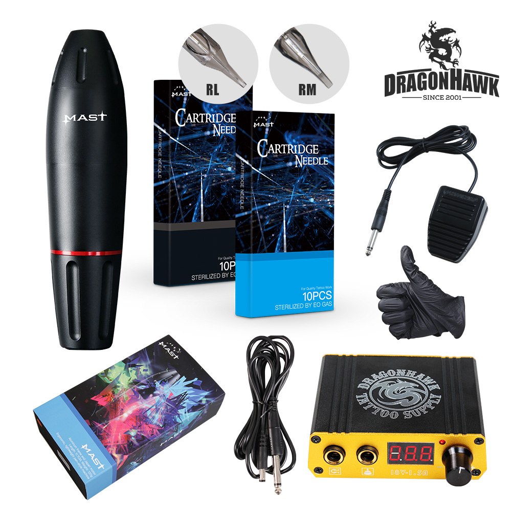 Dragonhawk Motor Rotary Pen Tattoo Machine Tattoo Set Kit Power Needles