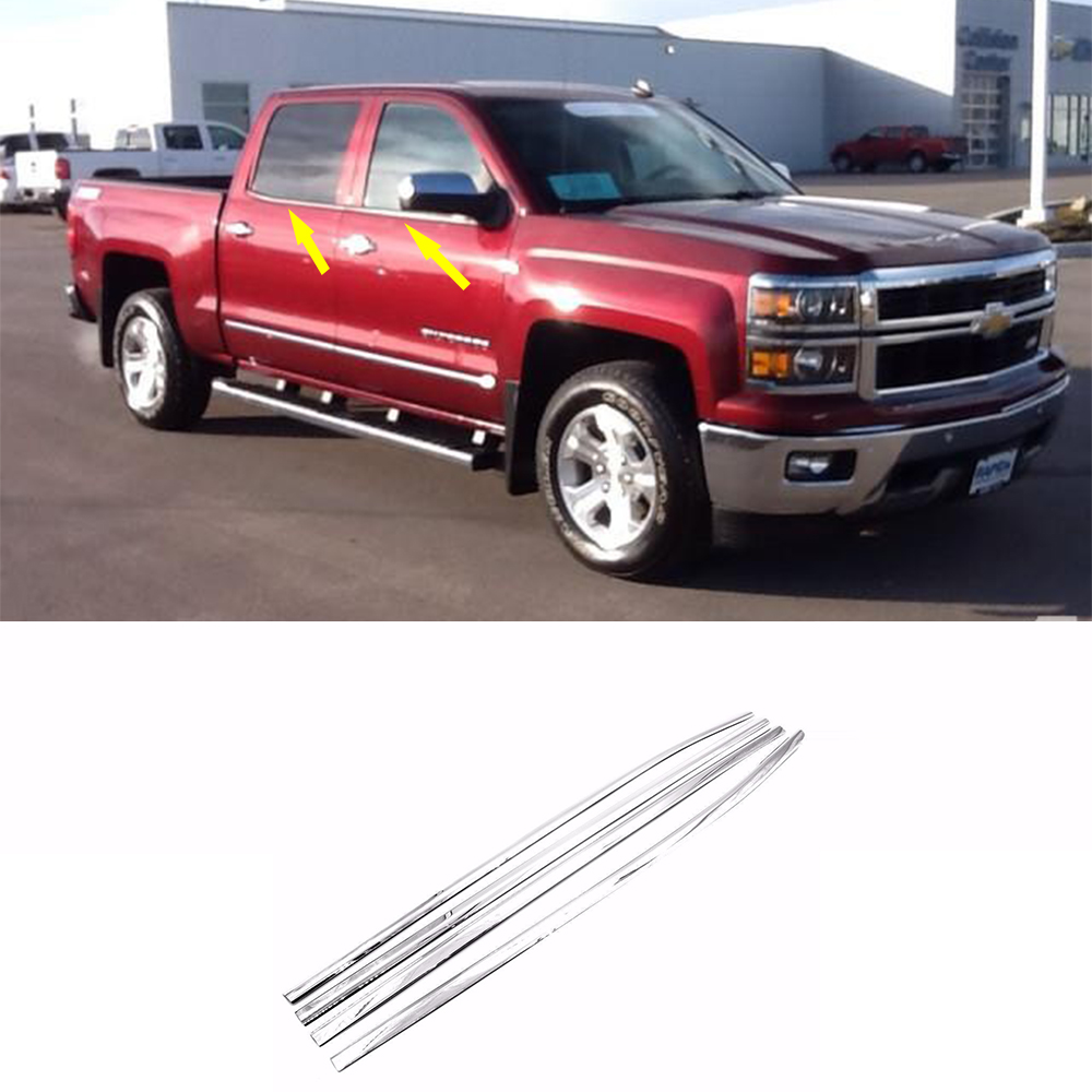 For 2014-2018 Chevy Silverado 1500 Crew Cab Stainless Steel Window ...