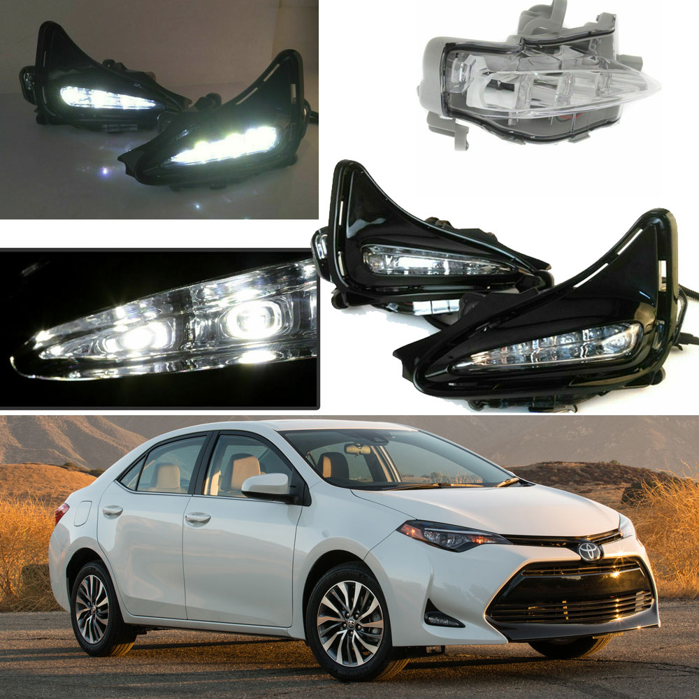 Clear Fog Lights For 2017 2018 2019 Toyota Corolla L LE XLE LED Fog