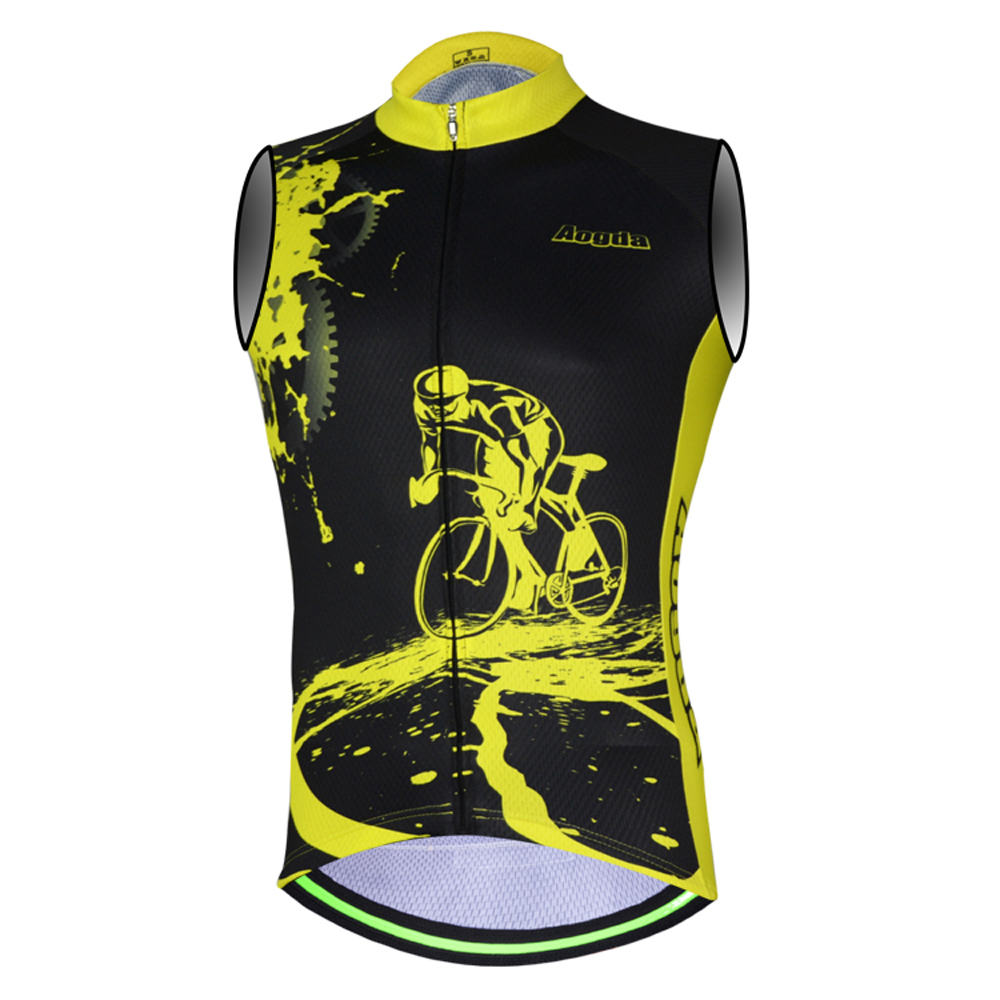 Herren Fahrradweste Shorts Tragerhose Kurz Armellos Weste Radtrikot Set Gelb Smartphysics Lk