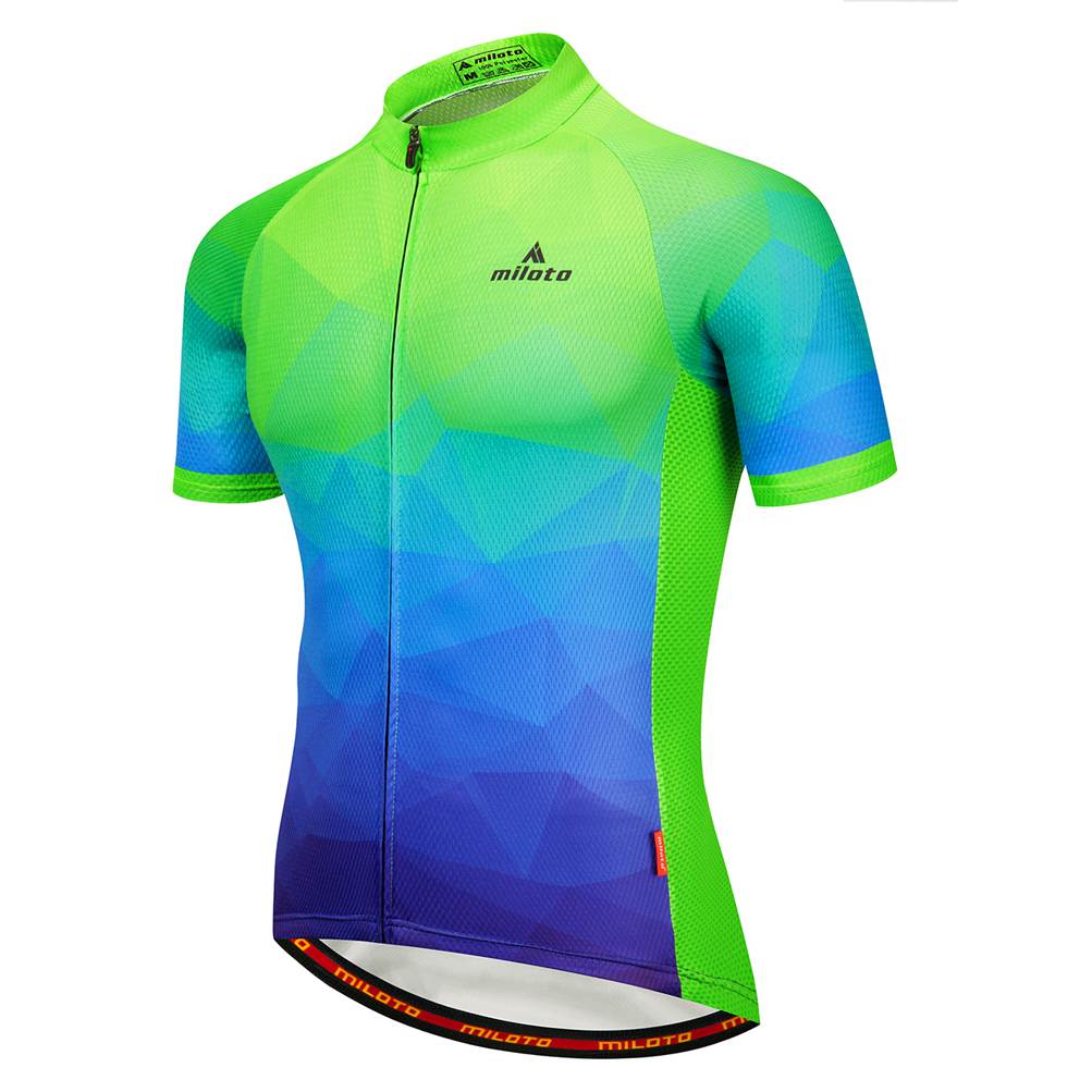 Miloto Men/'s Reflective Cycling Jersey Long Sleeve Bike Bicycle Shirt Blue-Green