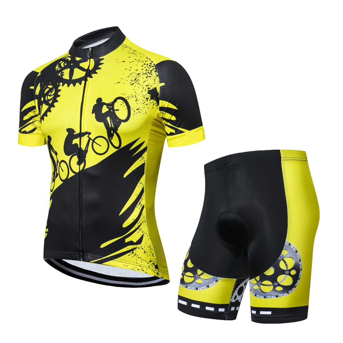 Men's Cycling Kit Reflective Biking Jersey and Spandex Cycle Shorts ...