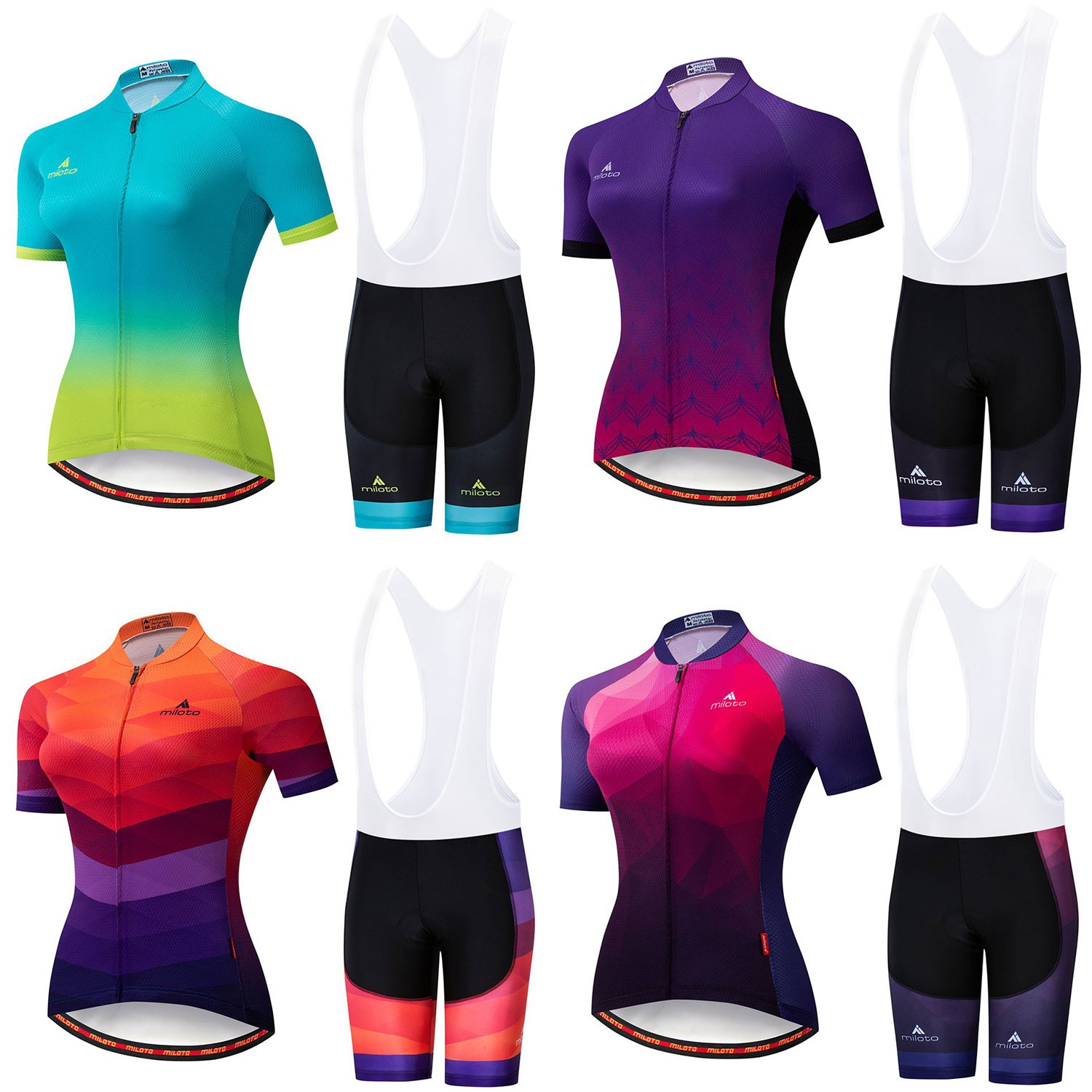Women/'s Cycling Kit Full Zip Biking Jersey and Padded Bicycle Shorts Set S-5XL