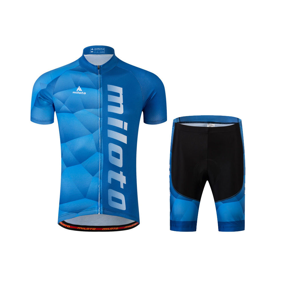Shorts Kit Miloto Blue Men's Cycle Clothing Cycling Jersey & Lycra Padded Bib 