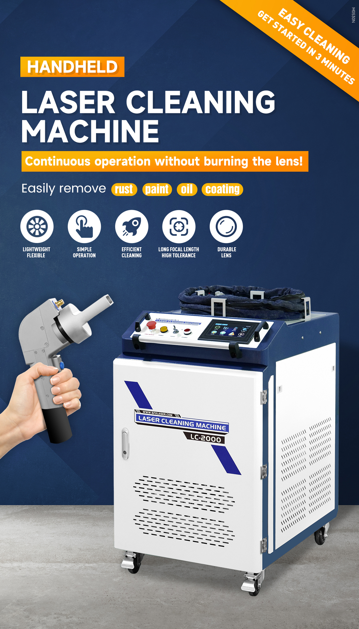 JPT 2000W Used Continuous Handheld Laser Cleaning Machine Rust/Oil/Paint  Remover Laser Cleaner-JPT 2000W Used Continuous Handheld Laser Cleaning  Machine Rust/Oil/Paint Remover Laser CleanerSFX Laser-Fiber Laser Engraver,  Laser Cleaner, Laser Welder