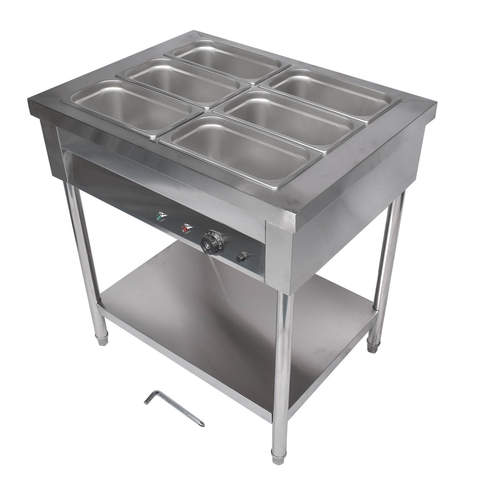110V 1500W Stainless Steel Electric Steam Table Commercial Food Warmer 4/6/9-Pan