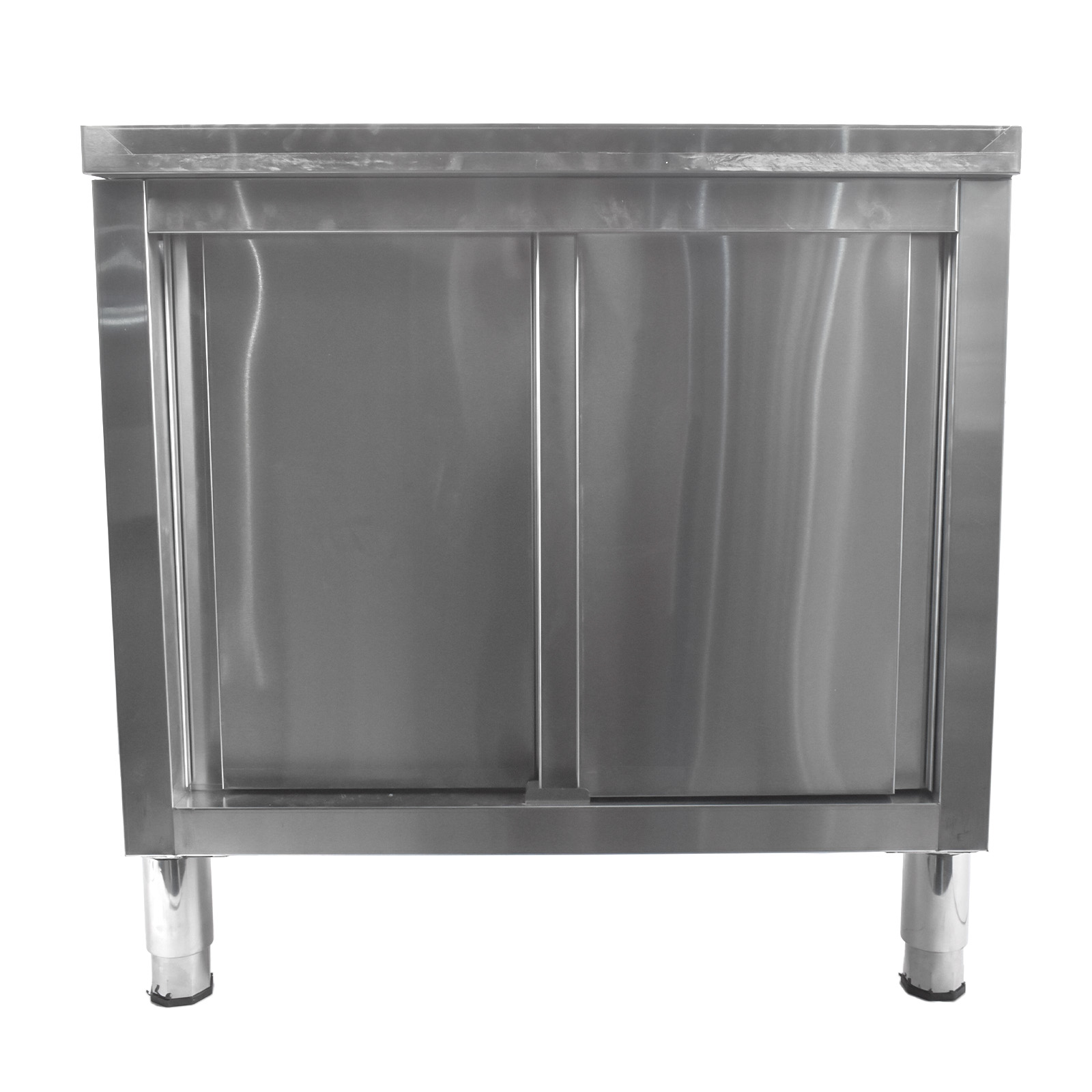 Stainless Steel Prep & Work Table with 2-Tier Cabinet & Sliding Doors for Garage