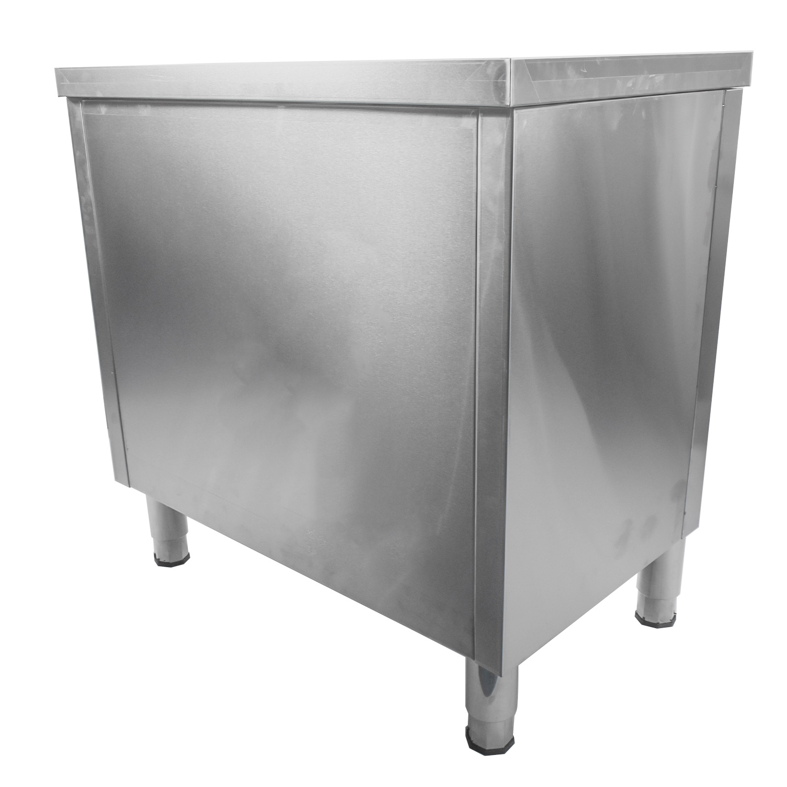 Stainless Steel Prep & Work Table with 2-Tier Cabinet & Sliding Doors for Garage